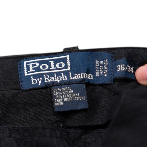 Polo Ralph Lauren Mens Dress Pants 35x30 Gray Flannel Wool Stretch Flat Front - Picture 3 of 6